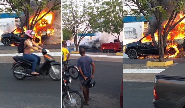 Carro pega fogo nas ruas de Timon